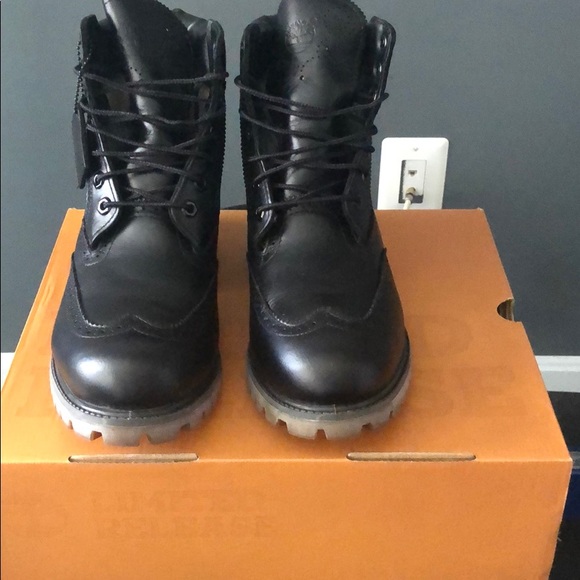 timberland brogue boots black